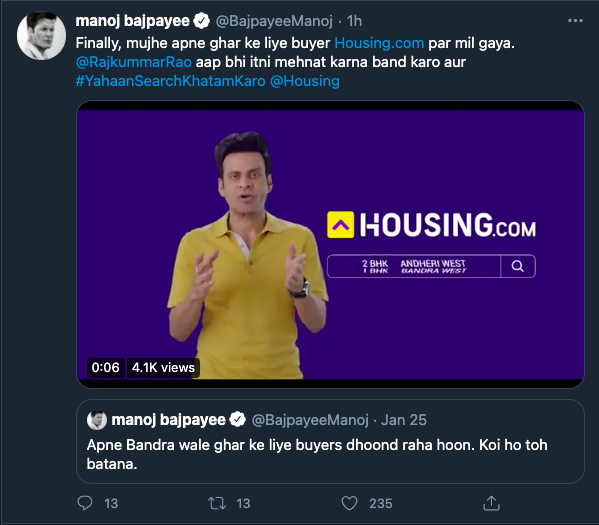 Housing.com launches its new ad campaign ‘Yahaan Search Khatam Karo’ featuring Manoj Bajpayee & Rajkummar Rao