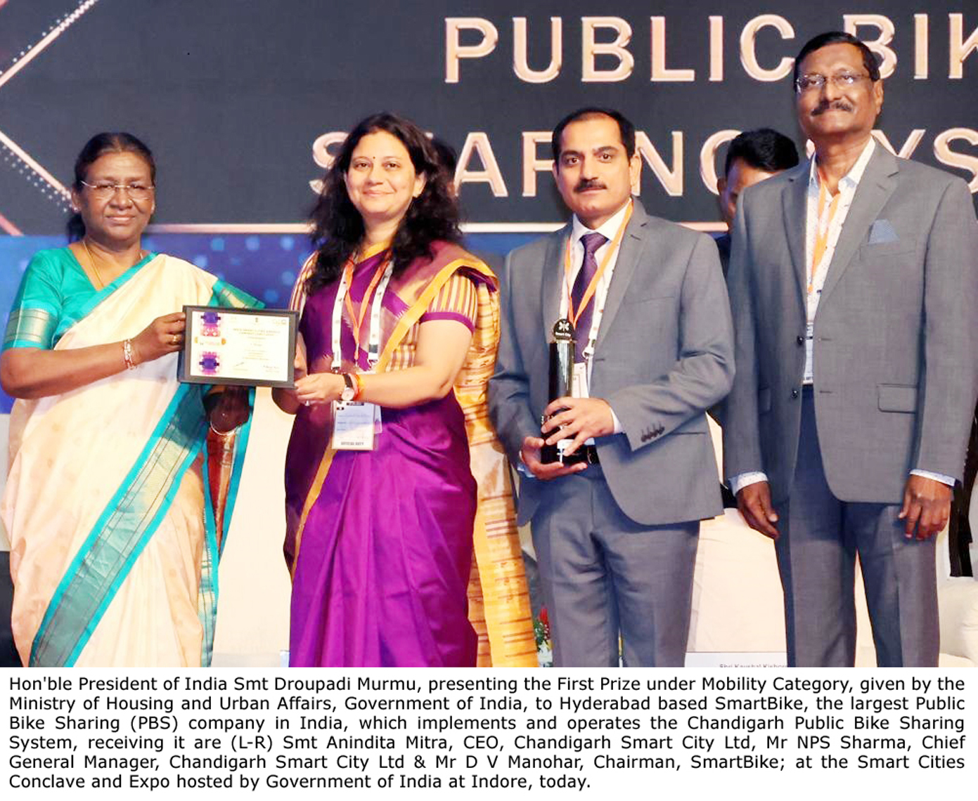 SmartBike acknowledged as the best Public Bike Sharing company in India